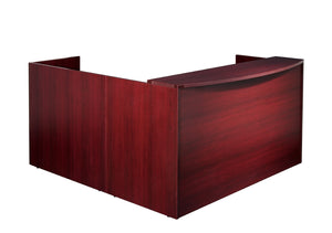 OSP Home Furnishings Napa Reception Station Commercial Grade Front Desk with Integrated Storage for Lobbies Mahogany NAPMAH-TYP19