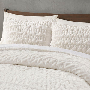 JLA Home Madison Park - Ruched Faux Fur Comforter Set with Hypoallergenic Down Alternative, OEKO‑TEX Certified Luxury Touch Ivory MP10-8082