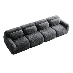 English Elm 149'' Plush Modular Cloud Sofa Boneless Ergonomic Design for Home Theater Lounge Dark Grey W714S01553