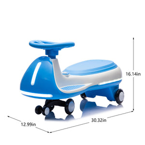 English Elm 12v Kids Ride on Wiggle Car with Dual Motors Led Wheels Bluetooth and Triangular Frame Blue W1578P390194