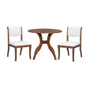 English Elm Walnut Dining Table Set: 39.4" Round Table & 2 Upholstered Chairs - Classic Elegance For Your Home TWSET-GRACIA1D-GIGA