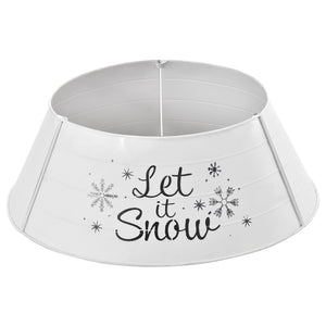 English Elm HOMCOM Steel Christmas Tree Collar Ring Skirt Cover for 7.5ft Trees, Durable Powder-Coated Guard, 26" x 9" White W2225P229115