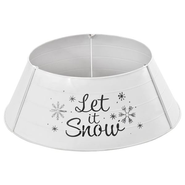 English Elm HOMCOM Steel Christmas Tree Collar Ring Skirt Cover for 7.5ft Trees, Durable Powder-Coated Guard, 26" x 9" White W2225P229115
