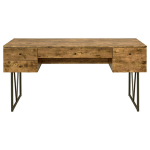 English Elm Sonoma Rustic Nutmeg Writing Desk with 4 Deep Drawers, Industrial Metal Legs, Weathered Farmhouse Charm B062P331100