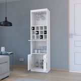 White Bar Cabinet Fulton for Living Room with Spacious Storage, Slide Shelf, Bottle Storage & Wine Rack - 13.30 x 20.00 x 71.10