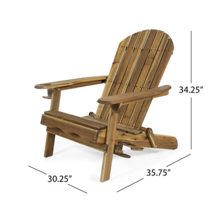 English Elm Christopher Knight Home® - BELLWOOD Adirondack Chair with Folding Design, Rustic Outdoor Wood Seat, Built-In Cup Holder Comfort Natural 37.75 L x 26.75 W x 8.5 H 68940.00