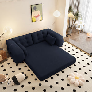 English Elm Human Multi-Functional Foldable Sofa Bed - Cozy Teddy Foam Sleeper For Living Room & Guests, Dark Blue W1885P387266