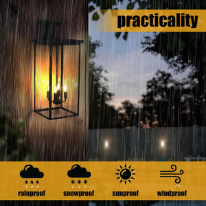 English Elm 30"(H) Elegant 4-Light Black Outdoor Wall Lantern Sconce Frosted Glass Weatherproof Porch Light W2312P374781