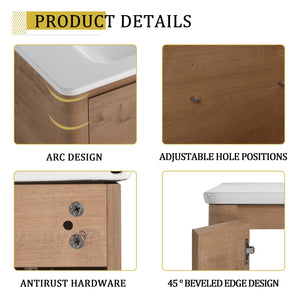 English Elm 36'' Freestanding Bathroom Vanity With Ceramic Sink, Soft-Close Doors & Stylish Storage Solutions W999S00403