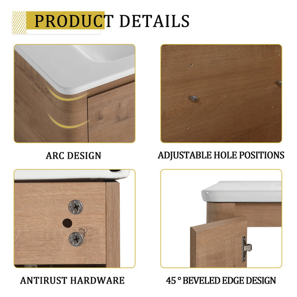 English Elm 36'' Freestanding Bathroom Vanity With Ceramic Sink, Soft-Close Doors & Stylish Storage Solutions W999S00403