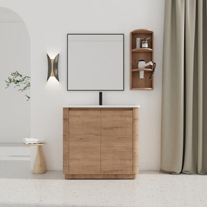 English Elm 36'' Freestanding Bathroom Vanity With Ceramic Sink, Soft-Close Doors & Stylish Storage Solutions W999S00403