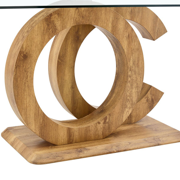 English Elm 1 Contemporary Dining Set With Clear Tempered Glass Table & 6 Brown Fabric Chairs For Modern Homes W1151S04028