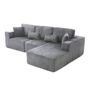 English Elm 109'' Modular Cloud Sectional with Deep Corduroy Seat for Living Room Lounging W1117S00306