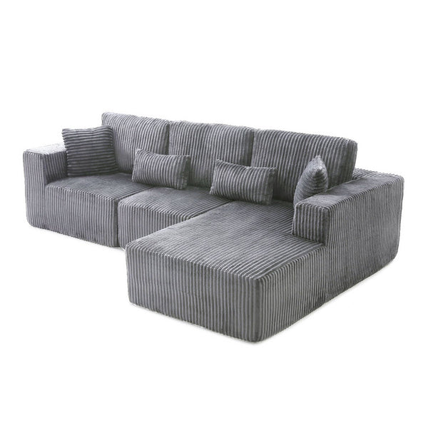 English Elm 109'' Modular Cloud Sectional with Deep Corduroy Seat for Living Room Lounging W1117S00306