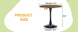 English Elm Round Faux Marble Tulip Pedestal Dining Table Mid Century Modern for Small Bistro Spaces Black,Walnut W2920P400946