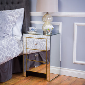 English Elm Christopher Knight Home® - Elegant Mirrored Nightstand Gold-Edged 3-Drawer Accent Table with Ample Storage & Reflective Glam (26") 57778.00