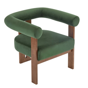 English Elm Christopher Knight Home® - Modern Upholstered Round Arm Accent Chair with Velvet Finish, Elegant Curved Back and Three Legs Design Green,Walnut 30.5 L x 29 W x 14.5 H N776P216194G
