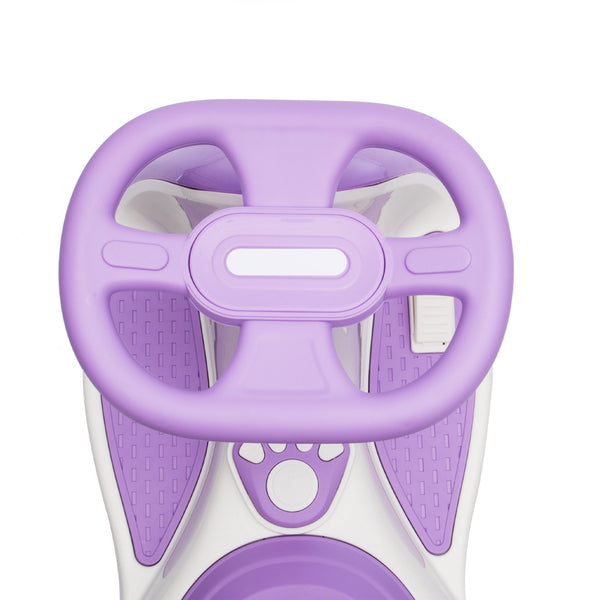English Elm 12v Kids Ride on Wiggle Car with Dual Motors Led Wheels Bluetooth and Triangular Frame Purple W1578P390193