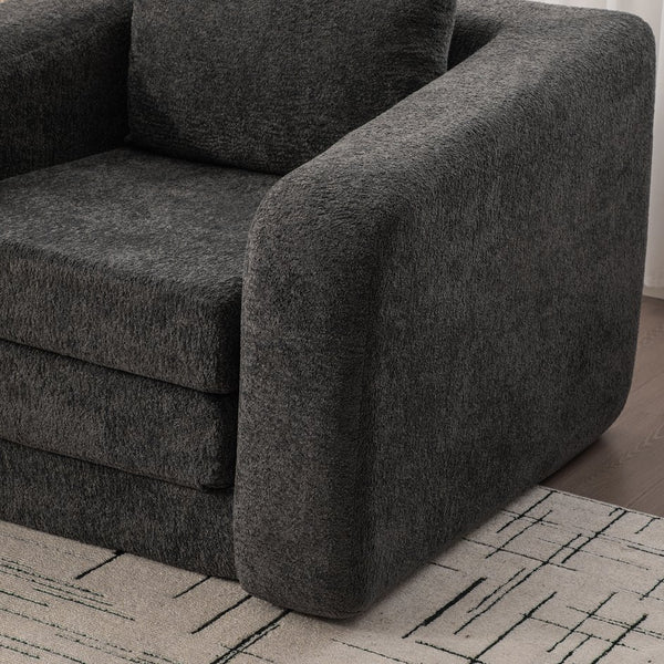 English Elm 40" Chenille Cloud Floor Chair Convertible Sleeper Sofa Lounge for Dorm Apartment Bedroom Gray W3118P388898