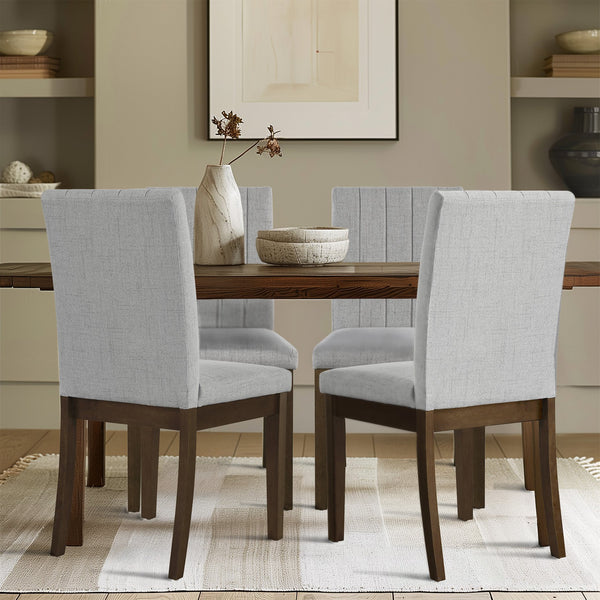 JLA Home 510 Design - Upholstered Channel-Back Dining Chairs Set of 2 — Transitional Parsons Style, Padded Seats, Solid Wood Legs Light Grey 5DS108-0053
