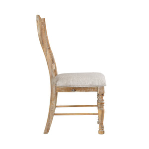 English Elm Traditional Weatherford Farmhouse Chairs Set of 2, Wheat Acacia Veneer Vertical Slat-Back Side Chairs with Textured Upholstery B011P239563