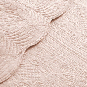JLA Home Madison Park - 3 Reversible Scalloped Edge Quilt Set with Microfiber Face, Cotton Fill, Antimicrobial Freshness, Machine Washable Blush MP13-6122