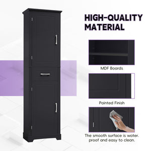 English Elm Tall Bathroom Storage Cabinet with Slim Profile, Adjustable Shelves, Anti-Tip Safety & Painted MDF Finish Black N725P246463B