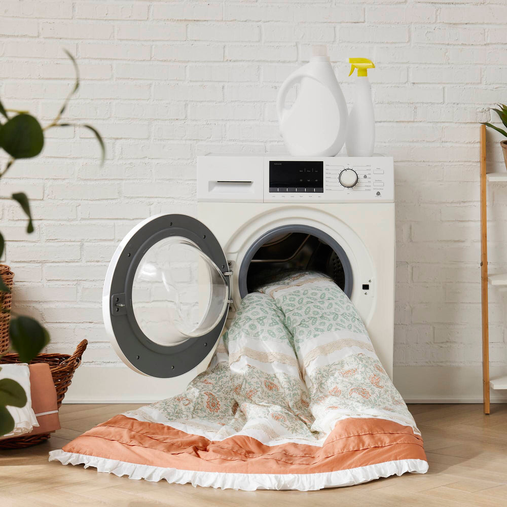 JLA Home Madison Park - 9 Madison Park Dawn Cotton Percale Comforter Set — 9-Piece Paisley Cottage Ensemble with Lace, Pintuck, OEKO-TEX Certified 104 L x 92 W x 1.5H MP10-2794