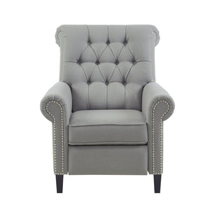 JLA Home Madison Park - Upholstered Aidan Push-Back Recliner Chair in Grey with Button-Tufted Back, Pewter Nailhead Trim & Plush Comfort MP103-0826