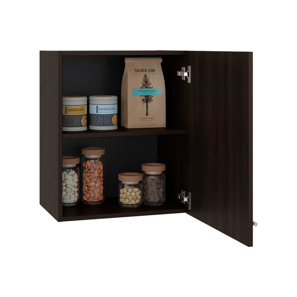 English Elm Sterling Wall Mounted Cabinet Two Interior Shelves Walnut Finish Compact Storage Unit Dark Walnut B097P474308