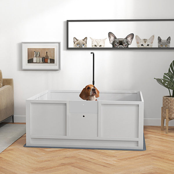 English Elm Pawhut Whelping Box with Pig Rail Retractable Light Stand and Adjustable Door W2225P173799