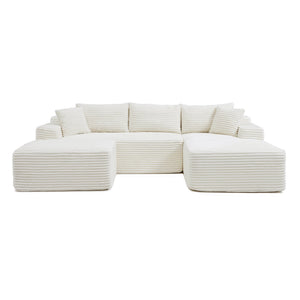 English Elm 105'' Modular L-shape Sectional Corduroy Couch Deep Seat Cloud Sofa for Living Room W1117S00387
