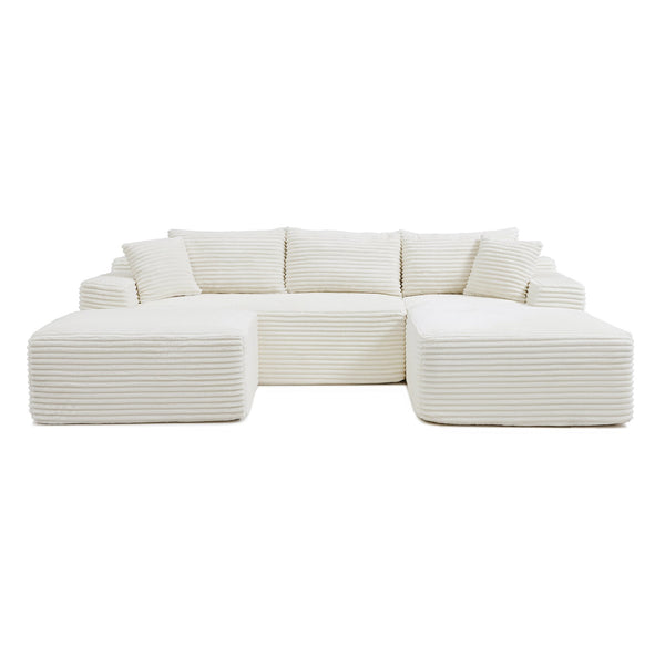 English Elm 105'' Modular L-shape Sectional Corduroy Couch Deep Seat Cloud Sofa for Living Room W1117S00387
