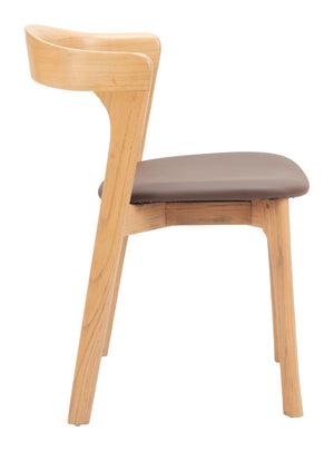 Pioro Dining Chair Set of 2 - Stylish Brown & Natural Faux Leather with Whitewashed Elm Elegance