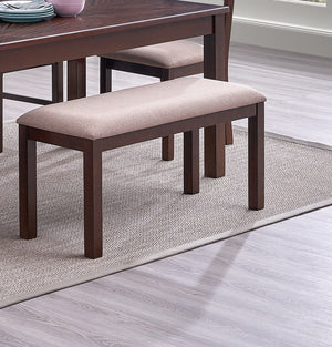 English Elm Contemporary Cherry 48" Dining Bench with Upholstered Cushion, Solid Wood Ladder Back Seating for Two, Rustic Elegance B011P194288