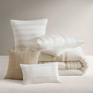 English Elm 3-piece King Yarn Dyed Cotton Duvet Set with Pompom Jacquard Stripe Percale Reverse B035P482899