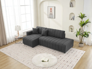 English Elm Scandinavian Channel Tufted L Shaped Sectional Sofa with Plush Foam Cushions B2730S00041