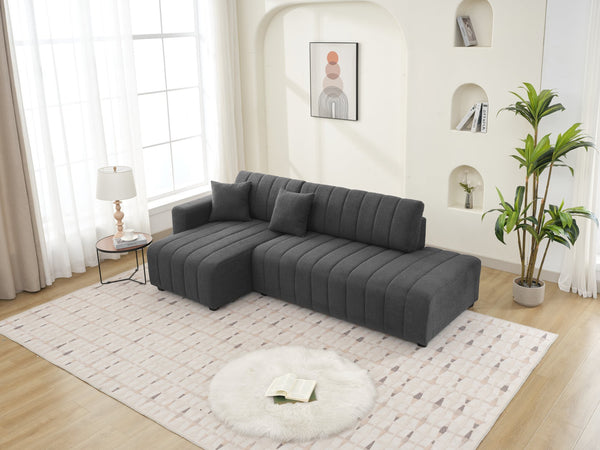 English Elm Scandinavian Channel Tufted L Shaped Sectional Sofa with Plush Foam Cushions B2730S00041