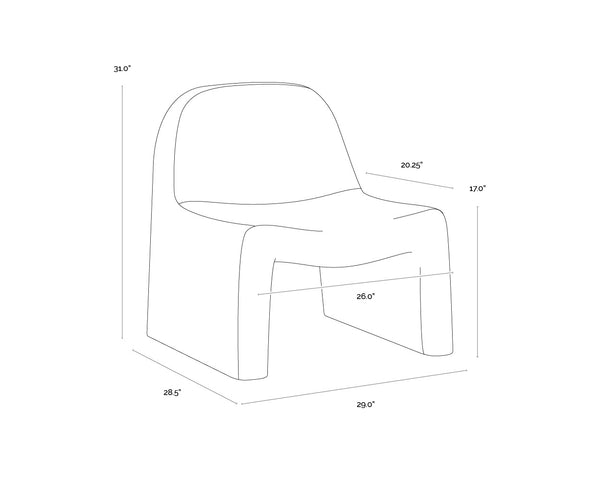 Sunpan Kessel Lounge Chair - Sculpted Concrete Design for Indoor & Covered Outdoor Spaces, Cream Finish