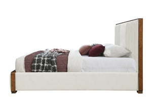 English Elm Kaleea Plush Chenille Channel-Tufted Queen Bed with Durable Wood Frame, No Box Spring Needed Beige 70 L x 22 W x 4 H B2726S00109