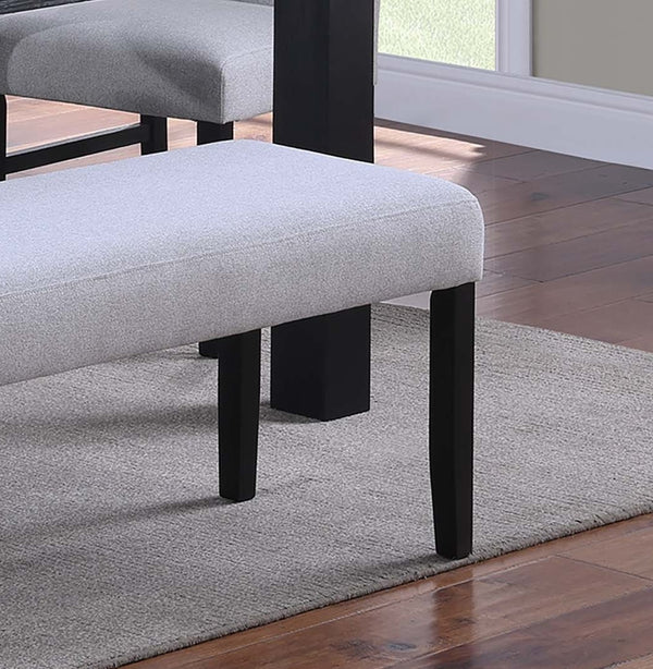 English Elm Modern Dining Table and 6 Side Chairs with Faux Marble Top, Sturdy Thick Legs, Sleek Contemporary Style Charcoal,White 17 L x 6 W x 42 H B011S01874