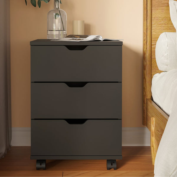English Elm 3-drawer Rolling Wood File Cabinet with Locking Casters for Home Office Under Desk Black T3623P434233