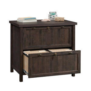 English Elm Lateral File Cabinet - Rustic Brown Finish, Secure Storage With Lockable Drawers For Home Or Office B356P402604