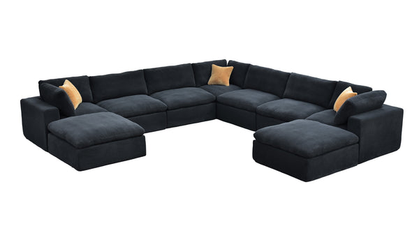 English Elm Coffee Bean Textured Modular Sectional Low Profile Lounge Sofa with Toss Pillows Dark Gray B2748S00084