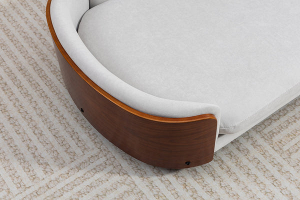 English Elm Scandinavian Elevated Dog Bed Luxury Pet Sofa with Walnut Bent Wood Back Velvet Gray, Large Size W794P366327