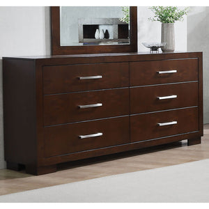 English Elm Polk Cappuccino 6-Drawer Dresser with Broad Top and Long Bar Pulls, Rich Finish for Calm Bedroom Style B062P378452