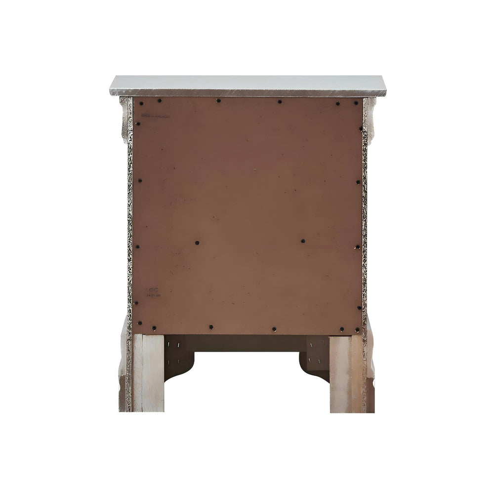 English Elm Sleek Champagne Nightstand 24"H x 21"W x 16"D – Silver Champagne Finish, 2 Drawers, No Assembly, Transitional Style B078108372