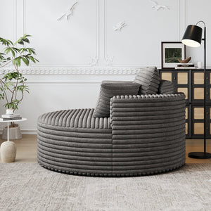 English Elm 50''L Plush Corduroy Sponge Single Sofa Bed with No Assembly, Fluffy Modern Sleeper for Living Areas Grey W834P337418