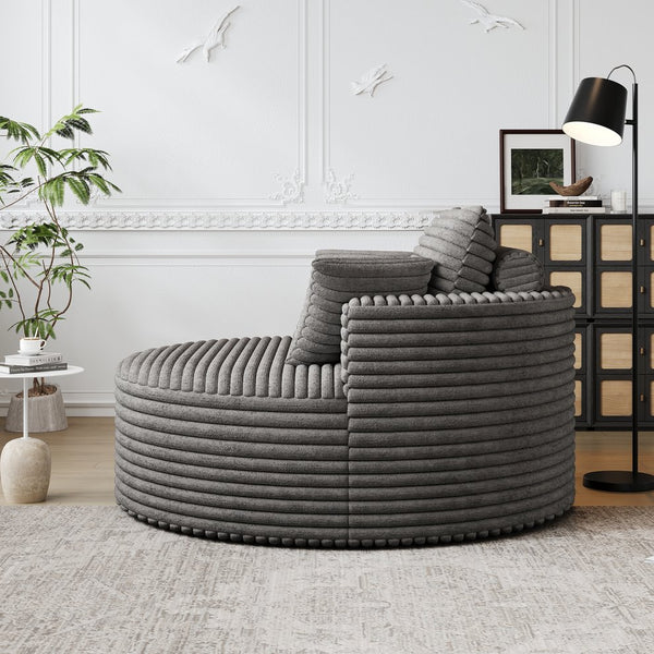 English Elm 50''L Plush Corduroy Sponge Single Sofa Bed with No Assembly, Fluffy Modern Sleeper for Living Areas Grey W834P337418