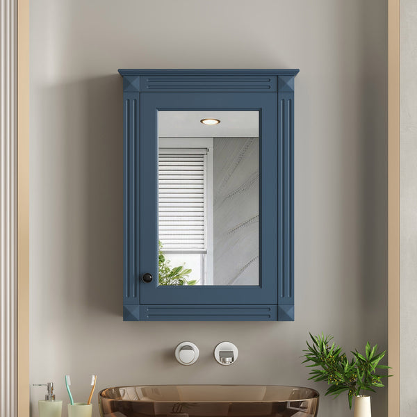 English Elm 20" Wall Mount Medicine Cabinet Mirrored Door Soft Close Adjustable Shelf Bathroom N710P317680C